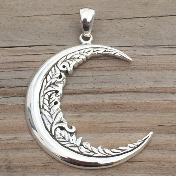 Large Moon Flower Pendant solid .925 Sterling Silver Magick Moon Peter Stone - Picture 3 of 8